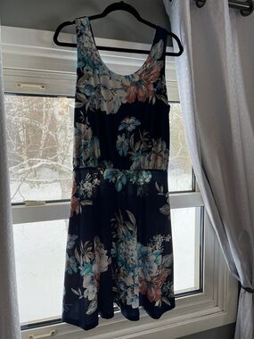 Sleeveless Floral Dress in Navy